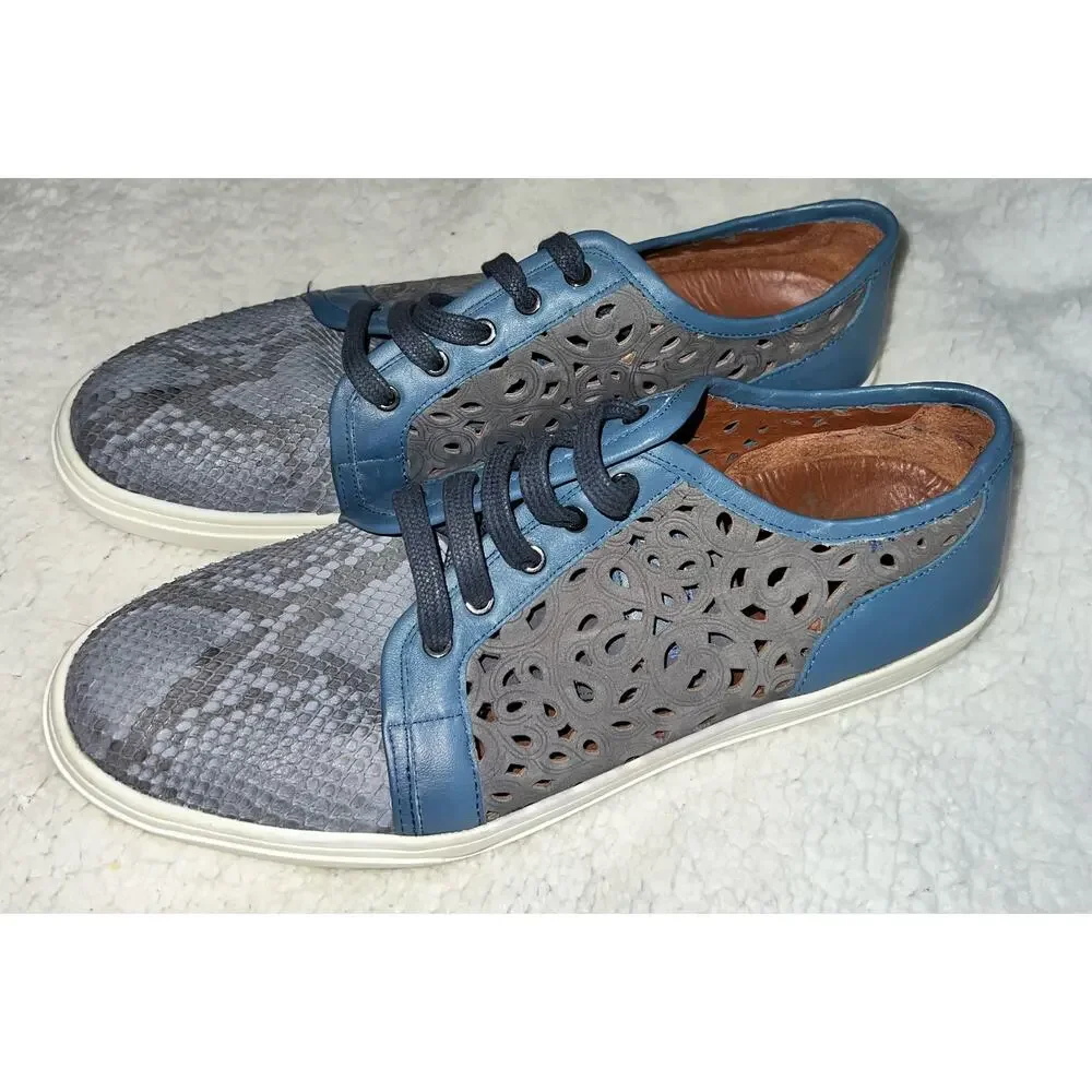 Franco Cuadra casual Python Snakeskin Leather Sneakers - size US 9-9 1/2 (26cm).